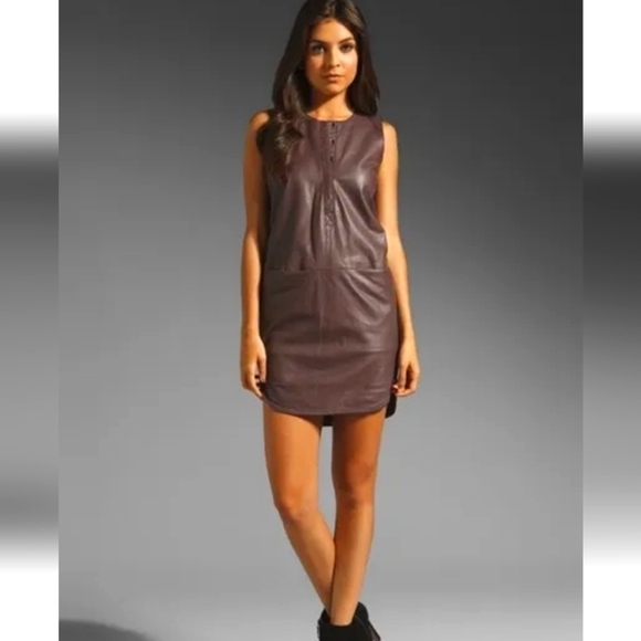 Rebecca Taylor Runway leather mini dress purple sz 4 - Picture 1 of 10
